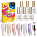 BORN PRETTY 10ml Double Light Moonlight Cat Magnetic Gel Nail Polish Set White Silver Light Nails Soak Off UV LED UV Gel Kit. 