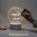 3D LED Note Board USB Message Board with WHITE PEN Creative Acrylic Lamp Night Lights Gifts Bedroom Desk Lamp.