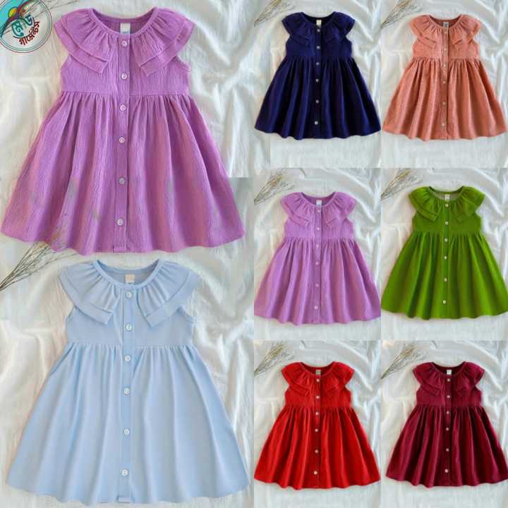 Charming Orange Spring Dress for Baby Girls – Four-Way Stretch & Flared Design