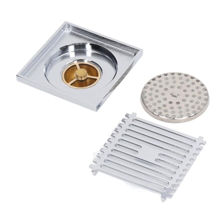 Shower Floor Drain, Large Displacement Electroplating Bathroom Floor Drain Set 304 Stainless Steel for Balconies