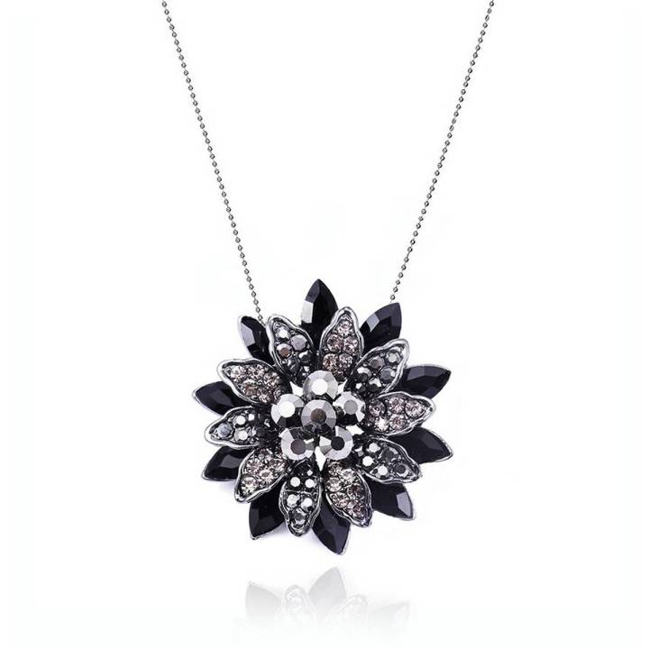 【beauty code store】(New) morkola Black Dahlia necklace flower pins for women party crystal necklaces jewelry