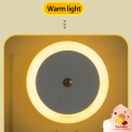 Auto On/Off Mini Wall LED Night Light Round Shape Smart LED Dim light with Light Sensor Bulb Plug & Play for Bedroom, Bathroom Hallway Pathway Toilet Energy-Saving Night Light Nightlight (US plug). 