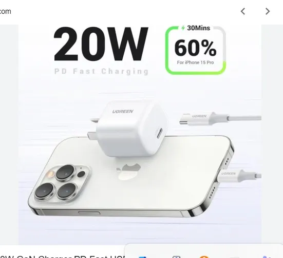 UGREEN%2020W%20GaN%20Charger%20PD%20Fast%20USB%20Type%20C%20%7B%20Adeptor%20only%20%7DWall%20Charger%20USB%20C%20PD3.0%20QC3.0%20Quick%20Charging%20For%20iPhone%2014%20pro%20Max%2013%2012%2011%20-%20Image%204