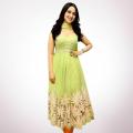 Semi Stitched Lemon Georgette Gown for Women. 