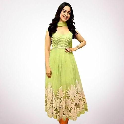 Semi Stitched Lemon Georgette Gown for Women