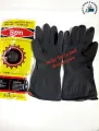 Rubber Safety Hand Gloves Black And Orange Latex use for Resist Oil, Acids, Chemical, Gardening, Kitchen Works. pack of 1 pair..