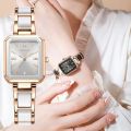 Women Watch Rhinestone Elegant Ladies Watches Gold Clock Wristwatches for Women. 