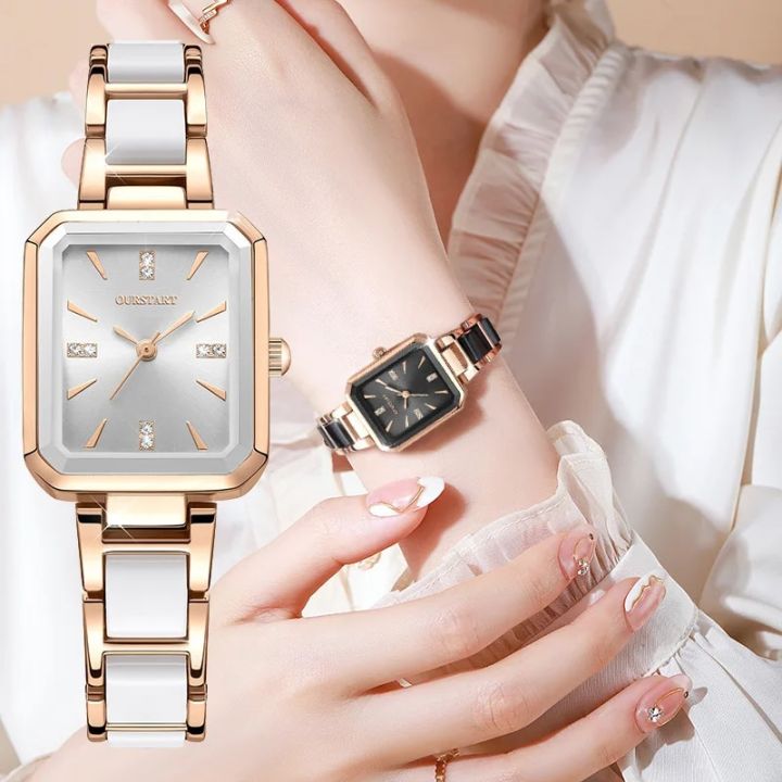 Women Watch Rhinestone Elegant Ladies Watches Gold Clock Wristwatches for Women