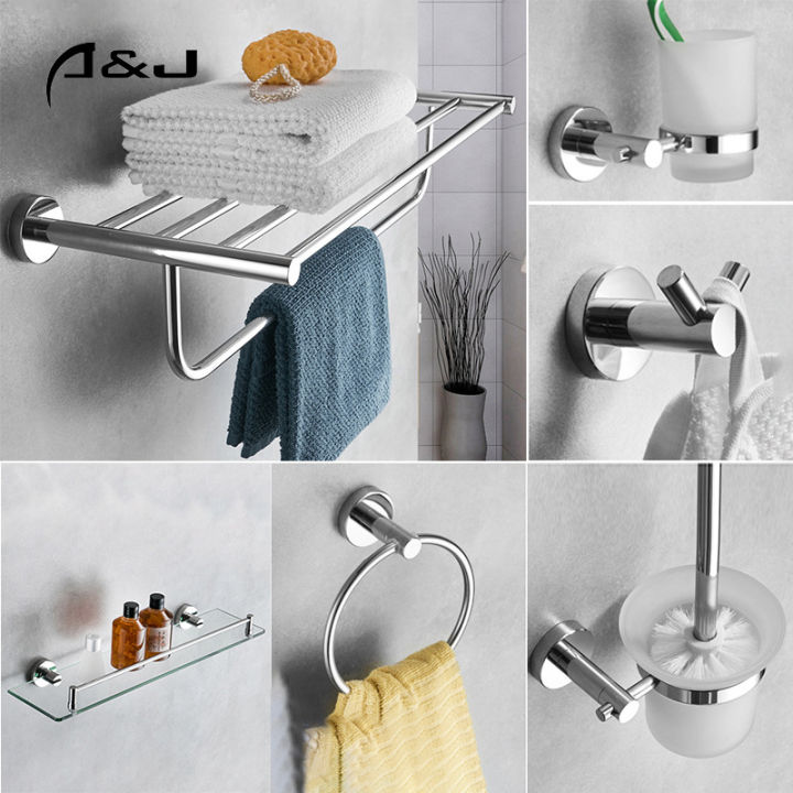 304 stainless steel mirror minimalist bath towel rack set bathroom