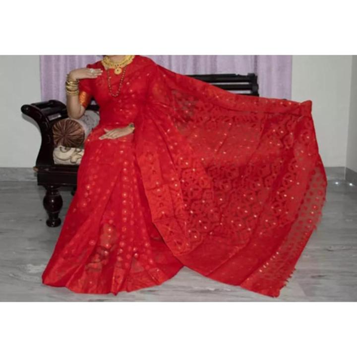 Traditional Handloom Half Silk Tangail Jamdani Saree For Women - Sari