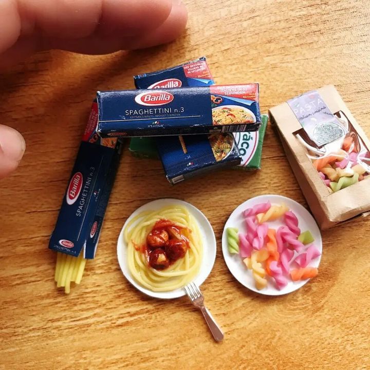 1 Bag 1/6 Scale Dollhouse Miniature Pasta Mini Spaghetti Noodles for Doll House Kitchen Play Toys Accessories