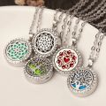 Crystal Aromatherapy Necklace Tree Flower Essential Oils Diffuser Jewelry Women Locket Aroma Diffuser Perfume Pendant Necklace.
