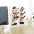 Desk Manager Pen Storage Rack Multi-Compartment Pen Holder Storage Box Stationery Solid Color Translucent for Office.