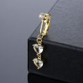 Fake Belly Button Ring Fake Belly Piercing Two Crystal Heart Clip On Umbilical Non Navel Fake Pircing Cartilage Earring Clip Body Ornament. 