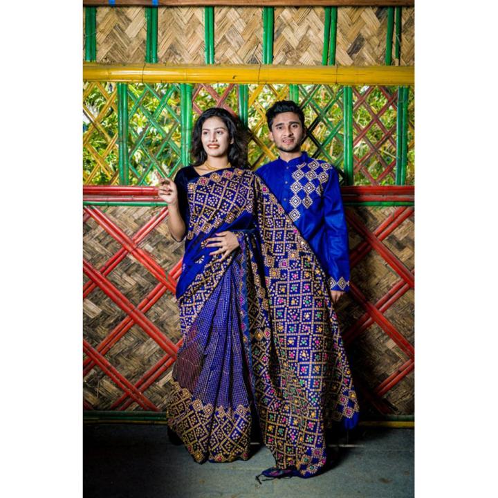 new couple set punjabi and shari half silk couple set punjabi and shar