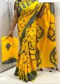 Multicolor Batik Print Cotton Saree for Women with Running Blouse Piece, Casual, Party and Festive Wear.
