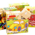 Stalls toys wholesale children's puzzle baby early education 9 three-dimensional puzzle blocks cartoon animal six-sided painting. 