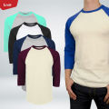 Men's Three Quarter 3/4 Raglan Sleeve Casual T-Shirt From Levin.