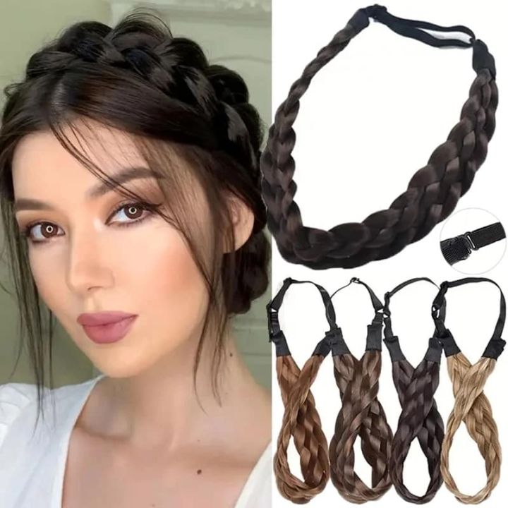 5 Strands Classic Wide Braided Adjustable Hair Band Braided Elastic Hair Band for Women