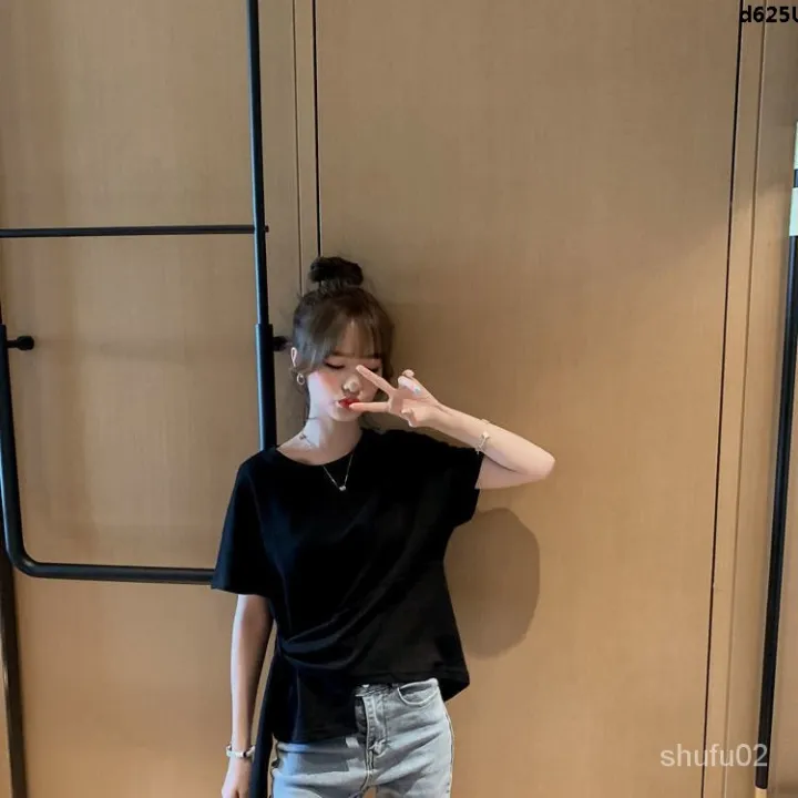 Solid%20Color%20round%20Neck%20T%20Regular%20Women's%20Summer%20Wear%20New%20Clothes%20Bottoming%20Design%20T-shirt%20Top%20Scheming%20Half%20Sleeve%202024%20All-Matching%20%E3%80%85%20-%20Image%205