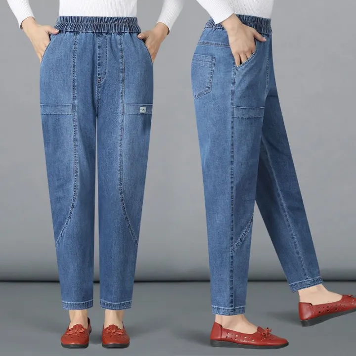 Fashionable%20mom%20jeans%20women's%20spring%20and%20summer%20harem%20radish%20pants%20high-waisted%20slim%20middle-aged%20casual%20women's%20cropped%20pants%20-%20Image%208
