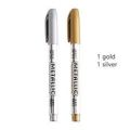 Gold And Silver Metallic Art Marker Pen Craftwork pen For DIY Painting Pens Signature Greeting card Design Art (pack of 2pcs). 