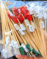 50Pcs Christmas Bamboo Food Picks Toothpicks Santa Dessert Buffet Fruit Salad Christmas Decoration New Year Xmas Party Supplies.