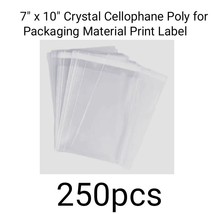 (7" x 10") 250 pcs Crystal Cellophane Poly for Packaging Material Print Label