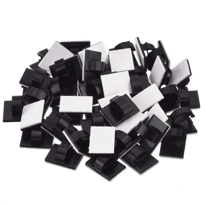 20Pcs Black Adjustable Plastic Cable Clamps Self Adhesive Car Cable Clips Wire Organizer & 50 Pcs Self Adhesive Cable Clamp Plastic Rectangular Cable Clips