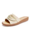 Summer Women Shoes Leather Flat slippers Non-slip Beach Low Heel Slippers For Women Bohemian Ladies Shoes Peep Toe Slide. 