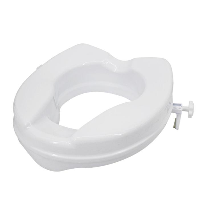 Raised Toilet Seat with Lid 300 Lbs Heavy Duty Elevated Toilet Seat with Tightening Clamps Raised Toilet Seats for Most Elongated Toilets (White, 6 Inches)