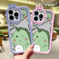 Chenyyka For Xiaomi Redmi 9A Redmi 9I Case Cartoon Cute Green Dinosaur Shockproof Clear Phone Cases Little Monster Camera Lens Protective Cover Silicone Transparent Soft Case. 
