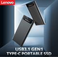 Lenovo thinkplus US203 128GB Mobile Solid State Drive USB3.1 Gen1 Type-C Portable SSD High-speed Transmission Aluminum Alloy Shell. 