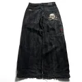 JNCO Jeans New Harajuku Hip Hop Retro Skull Graphic Embroidered Baggy Jeans Denim Pants Men Women Goth High Waist Wide Trousers. 