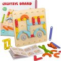 Creative Nail Board Puzzle Toys Montessori Education Geometric Graphics With Cards Preschool Kids Early Learning Game Toy Gifts. 