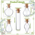 50 Pieces Small Mini Glass Jars Bottles with Cork Stoppers 5 Shapes Tiny Wishing Drifting Bottle Crafts DIY Projects. 