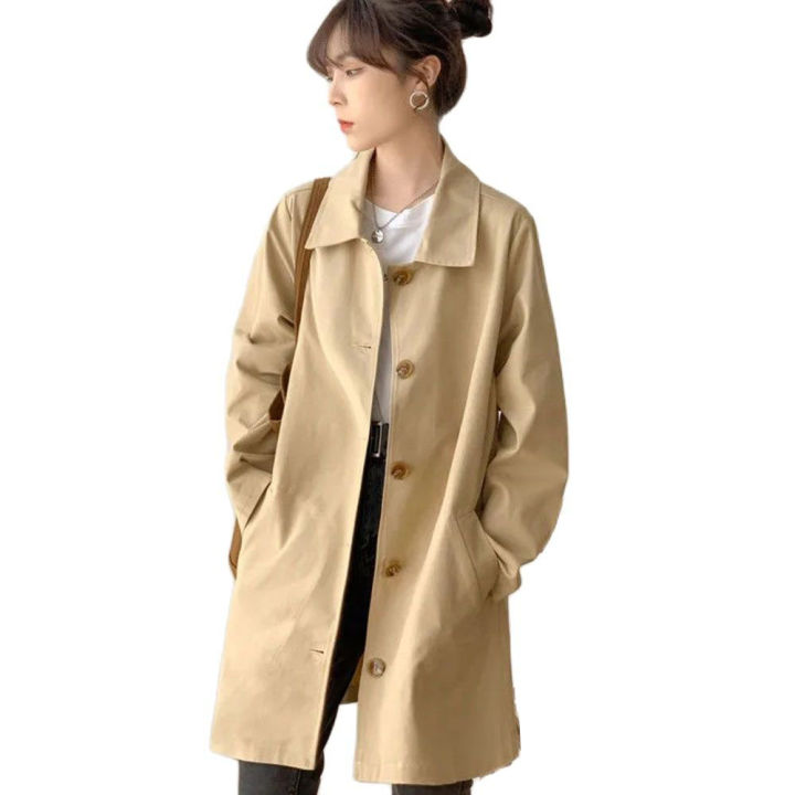 Fashion%20Women's%20Trench%20Coat%20Korean%20Style%20Khaki%20Spring%20Autumn%20Lined%20Coat%20Single%20Breasted%20Casual%20Windbreaker%20Outerwear%20Female%20-%20Image%202