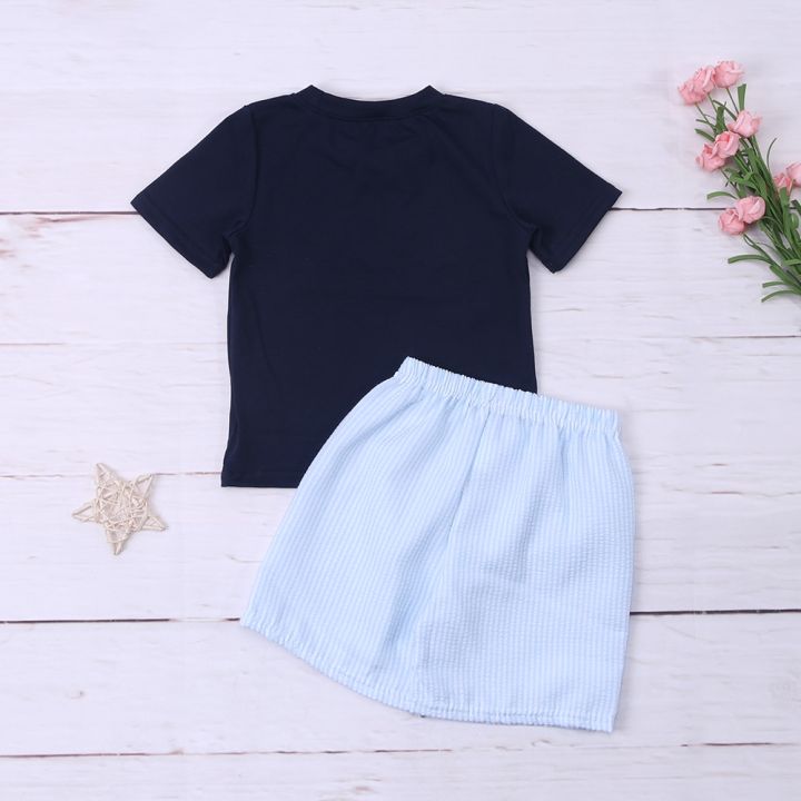 2023%20Baby%20Boy%201-8T%20Outfits%20Cotton%20Clothes%20Set%20Baseball%20Embroidery%202pcs%20Bodysuit%20Sleeve%20T-shirt%20Toddler%20Bluey%20Seersucker%20Shorts%20-%20Image%203