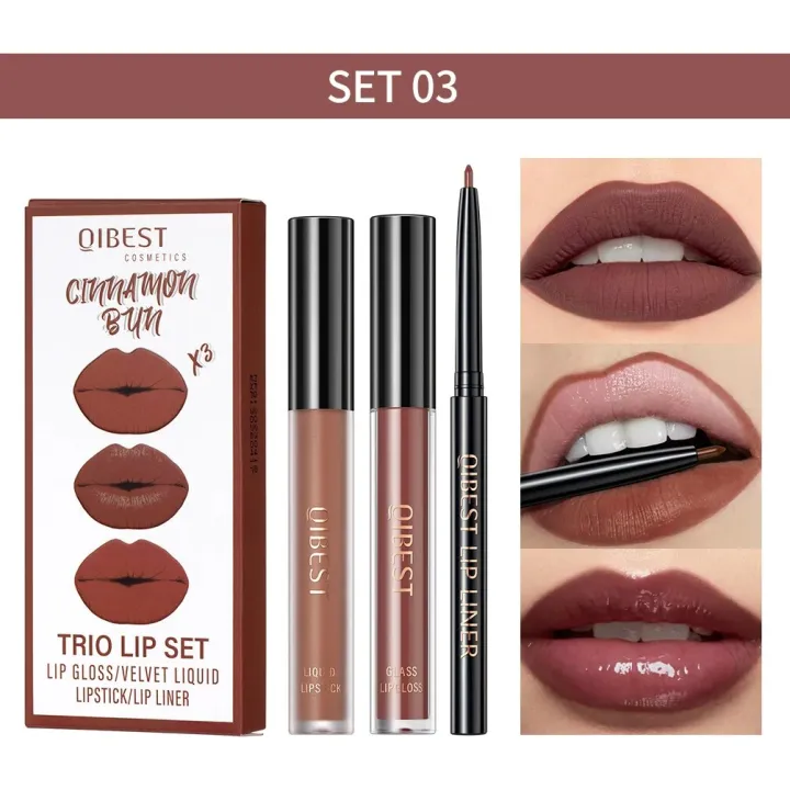 3pcs%20Lip%20Makeup%20Sets%20Lip%20Gloss%20Glaze%20Tint%20Long-lasting%20Matte%20Liquid%20Lipstick%20Waterproof%20Sweatproof%20Lip%20Liner%20Pencil%20Contour%20Kits%20-%20Image%207