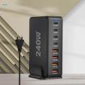 240W USB C GaN Charger Universal Adapter 8 Port PD Charger.