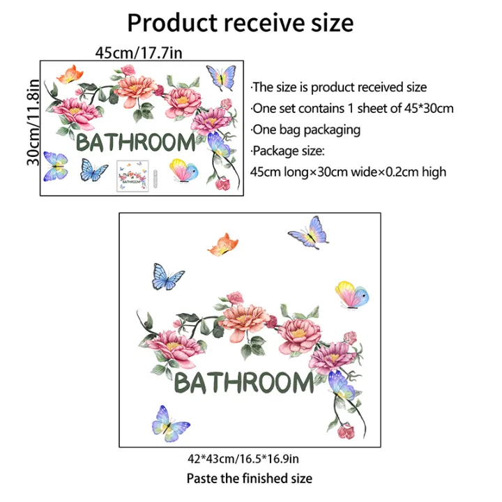 Beautiful%20Butterfly%20Flower%20Wall%20Stickers%20Toilet%20Bathroom%20Door%20Decoration%20Mural%20Home%20Decor%20Self-adhesive%20Beautify%20Wallpaper%20Fayshow%20-%20Image%204