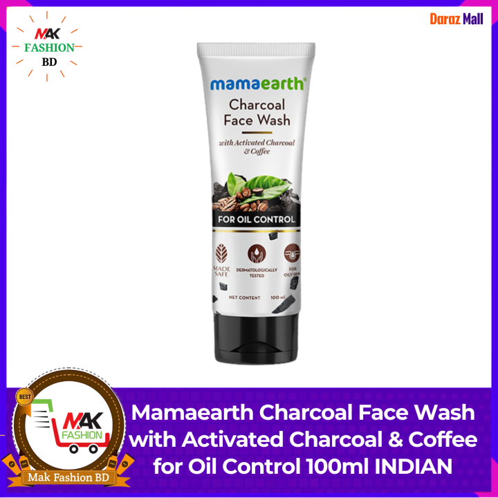 Mamaearth Charcoal Face Wash with Activated Charcoal & Coffee for Oil Control 100ml INDIAN