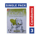 Coral - Mint Flavors Lubricated Natural Latex Condom - Single Pack - 3x1=3pcs. 