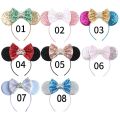 Disney Princess Crown Mouse Ears Headband Sequins Bow Hairband For Girls Children Festival Party DIY Hair Accessories Gift.