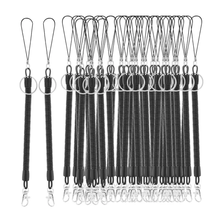 50 Pieces Stretchy Spiral Keyring, Plastic Keychain Spring Key Holder Extending Retractable for School, Work