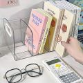 Portable Clear Acrylic Bookends with Handle Desk Organizer Divided Book Stand Desktop Sorting Rack Study Supplies. 