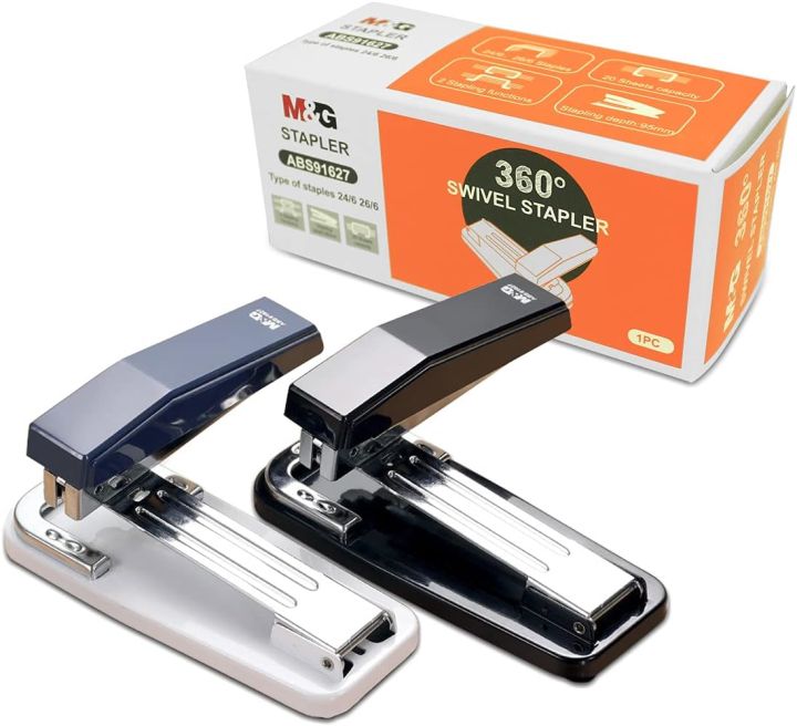 M&G Swing-Arm Swivel Stapler, 360-degree Rotary Stapler, 20 Sheet Capacity Heavy Duty Stapler
