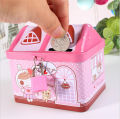 House Shaped Coin Bank Box with Lock. 