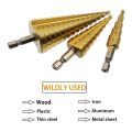 HSS Step Drill Bit Set of 3, 4-12mm 4-20mm 4-32mm Cone Titanium Wood Metal Hole Cutter Hex Shank Drive Quick Change Tool. 