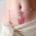 Miss Meow Colorful Flower Tattoo Sticker Waterproof Female Lasting Vertical C-section Scar Covering Tattoo Sticker.